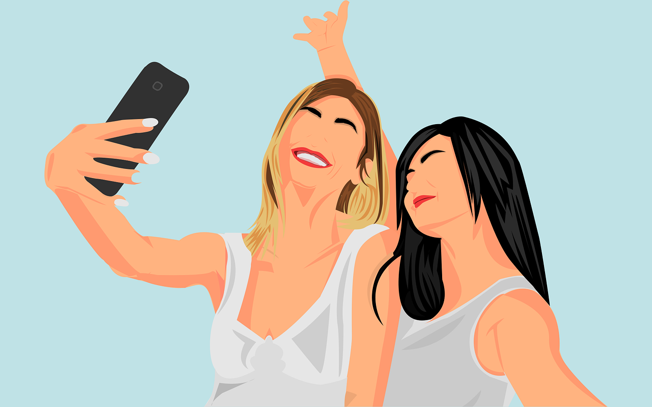 girls, selfie, portrait, women, friends, beauty, happy, smile, pose, smartphone, mobile phone, minimalist, flat, cartoon, selfie, selfie, selfie, selfie, selfie, friends, friends