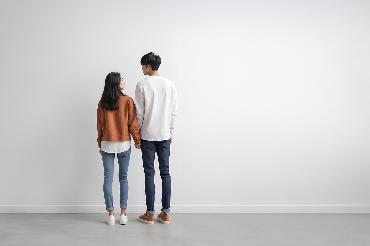 ai generated, man, woman, back, couple, love, together, people, young, casual