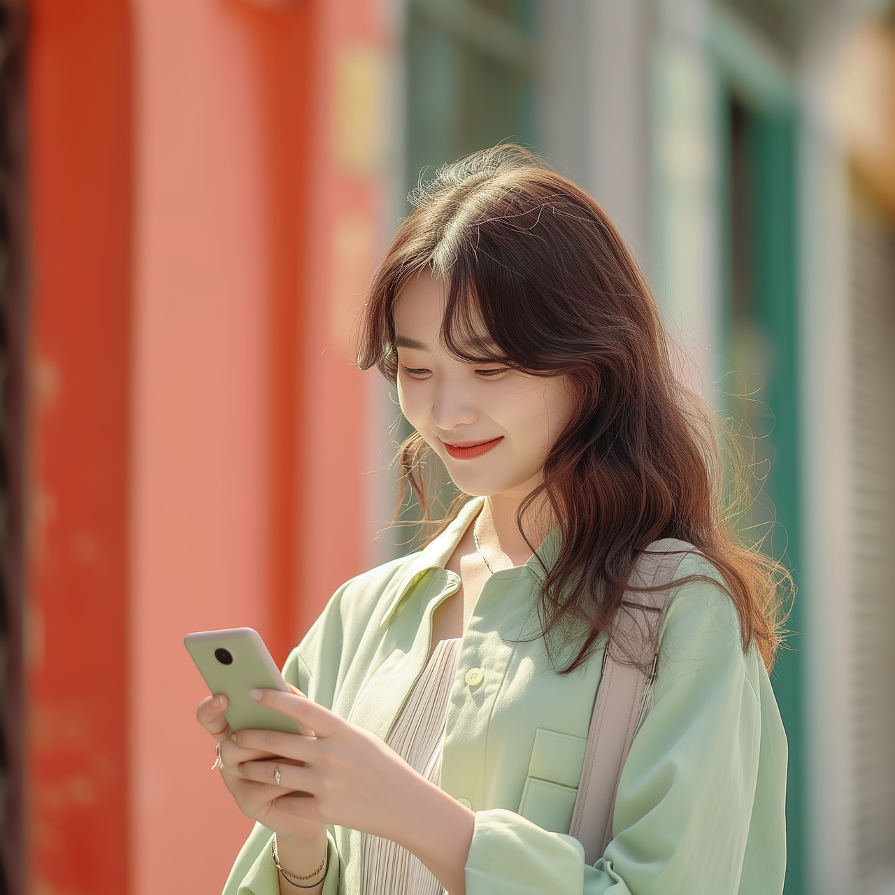 ai generated, girl, smartphone, internet, asian